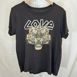 Chaser Love Tiger Size Large Brown Tee Women’s T Shirt Top Casual